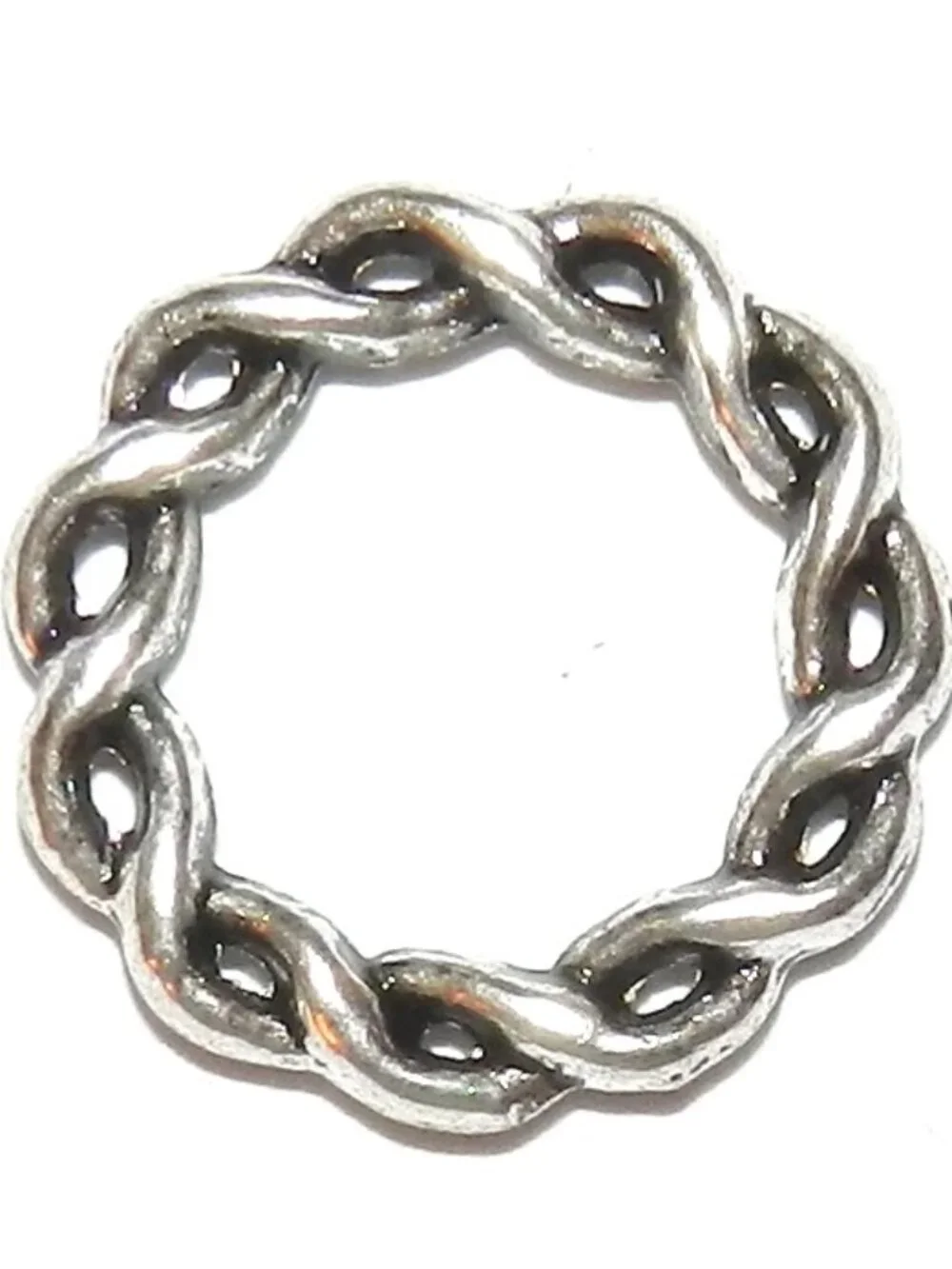 M7136 Antiqued Silver 15mm Twisted 2-Strand Round Jump Ring Style Link 20pc